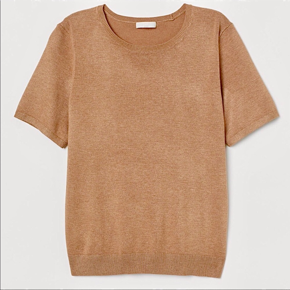 H&M Light Brown Knit Sweater Short Sleeve